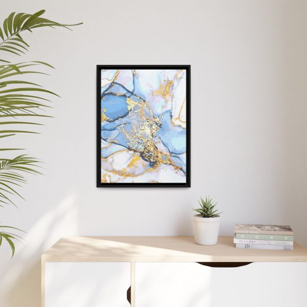 Abstract Blue and Gold L1 Matte Canvas, Black Frame - Image 6