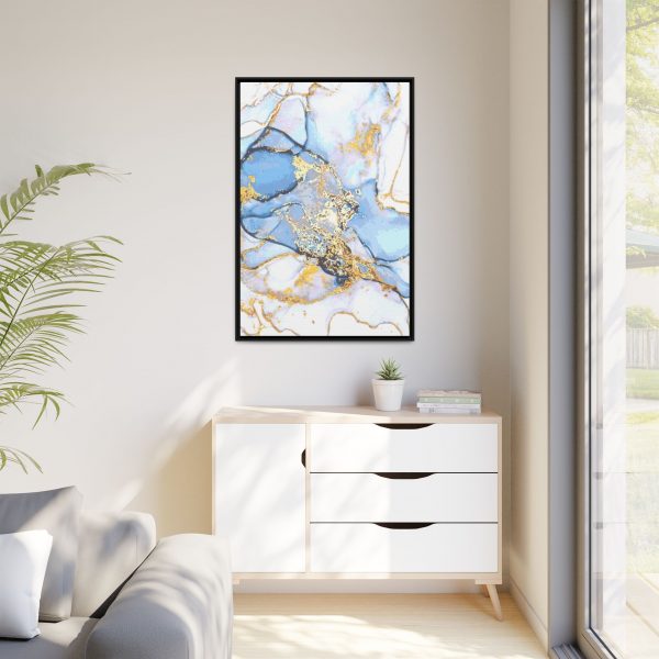 Abstract Blue and Gold L1 Matte Canvas, Black Frame - Image 12