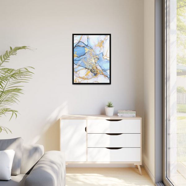 Abstract Blue and Gold L1 Matte Canvas, Black Frame - Image 9