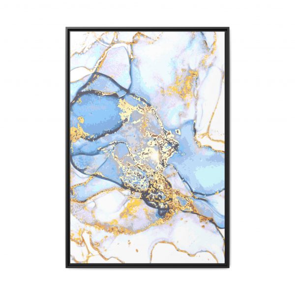 Abstract Blue and Gold L1 Matte Canvas, Black Frame - Image 10